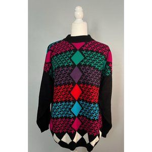 Vintage American Pride Acrylic Geometric Pattern Sweater Women's Medium